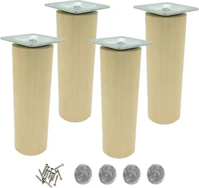 Obrázek produktu pro Dřevěné nohy k nábytku, nábytkové nožičky, válec fi40mm, surové, 18 cm, upevnění