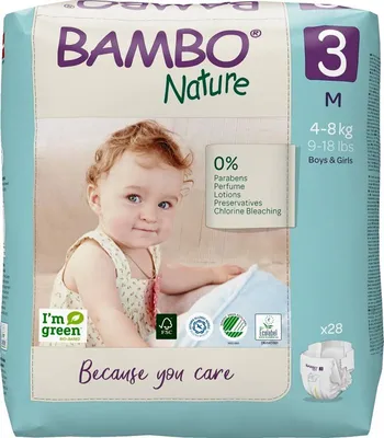 Produktbild von Bambo Nature 1000019253, Junge/Mädchen, Windel mit Klebeband, 4 kg, 8 kg, Weiß, Velcro