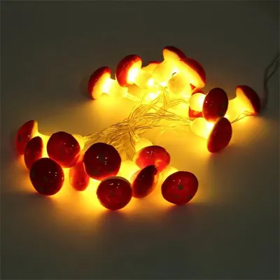 Image de 20 LED -Cordon de champignons Luminaires Bandes lumineuses Décoration de jardin pour le mariage de Noël