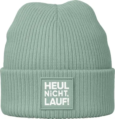 Produktbild von Herren Beanie mit Grafik Print Aufdruck Heul nicht Lauf! Geschenkidee Outdoor Sportler Strickmütze Wintermütze Männer Moonworks®