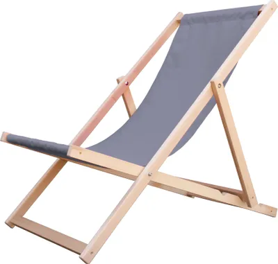 Produktbild von Liegestuhl Strandliege Sonnenliege Gartenliege Holz Liege Holzstrandliege120kg Grau