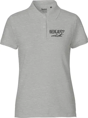 Produktbild von Huuraa Damen Polo Shirt Rheingau verliebt S Sport Grey Bio Baumwolle Fairtrade Poloshirt Geschenkidee