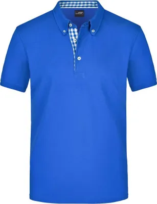 Produktbild von Button-Down-Polo mit modischem Einsatz royal/royal-white, Gr. M
