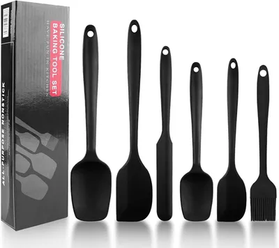 Produktbild von Silikon Teigschaber Set 6er Hitzebeständig 230 °C Lebensmittelecht Küchenhelfer für Kochen Backen