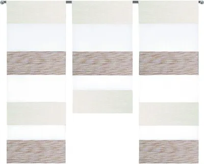 Produktbild von Design Mini Flächenvorhang Set beige weiß Schiebevorhang Schiebegardine 2280-13