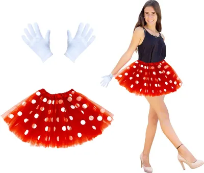 Produktbild von Oblique Unique Kinder Maus Mouse Kostüm Accessoire Set - Tutu + Handschuhe für Mädchen Fasching Karneval Motto Party