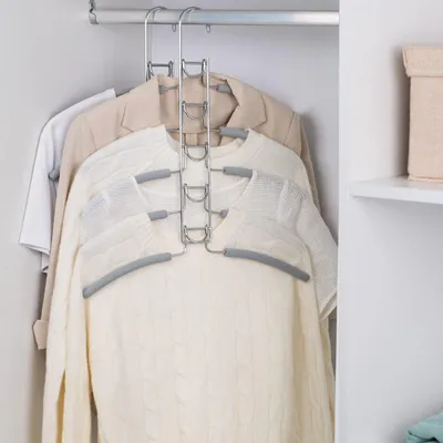 Image de Nature Smile (lot de 4) : cintres antidérapants 5 en 1 pour pulls, robes et autres vêtements