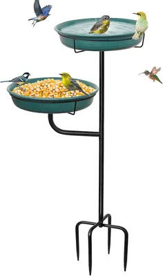 Produktbild von Vogeltränke Stehend, Vogelbad Garten, rostfrei & frostbeständig, Metall Vogelbecken, Wassertränke, für Vögel, Bienen & Schmetterlinge