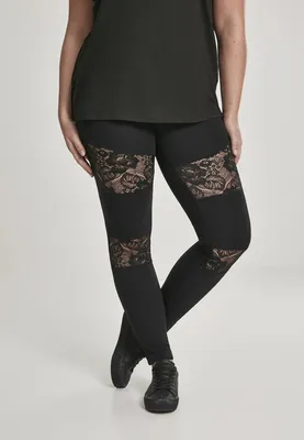 Image de Urban Classics Ladies - Laces Inset Leggings schwarz - XL