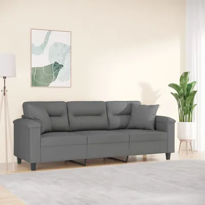 Produktbild von 3-Sitzer-Sofa mit Kissen Dunkelgrau 180 cm Mikrofasergewebe 3200979