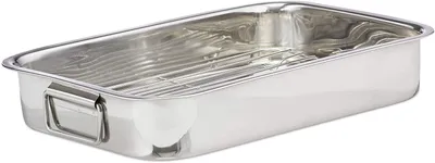 Produktbild von MGE World Bräter Edelstahl, Rechteck 31x22x5,3 cm, Rost, Klappgriffe, 230°C