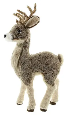 Image de grande figurine décorative "renne" avec fourrure, 69 cm de haut, décoration de Noël debout, figurine animale