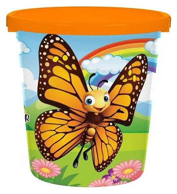 Produktbild von NEUSTANLO | Schmetterling & Marienkäfer 21 cm | Sandeimer mit Henkel | Stabiler Spieleimer für Strand Sandkasten & Garten | buntes Design