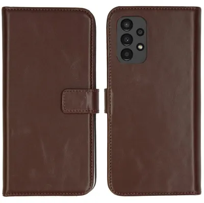 Imagen del producto de Funda de Cuero Auténtico tipo Libro para Samsung Galaxy A13 (4G) - Marrón