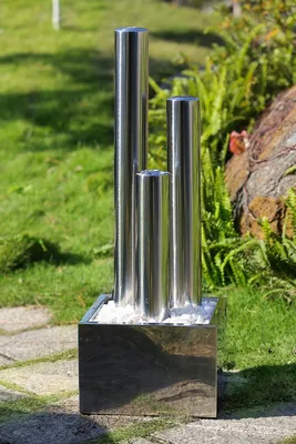 Produktbild von KÖHKO® Springbrunnen Höhe 85 cm aus Edelstahl mit LED-Beleuchtung Säulenbrunnen 22003