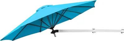 Zdjęcie produktu dla Parasol ścienny COSTWAY 250 cm, uchylny parasol ścienny, parasol balkonowy z regulowanym aluminiowym drążkiem, ścienny parasol ogrodowy, turkusowy