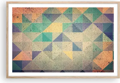 Produktbild von Gerahmtes Poster - Rahmen in heller Eiche - Abstraktion Dreieck Muster - 91,5x61 cm - Wand Bild - Wanddeko - Wandbilder - Wandposter - Bilderrahmen - Bilder - Kunstdruck - Wandbild - P2NAA91x61-4287