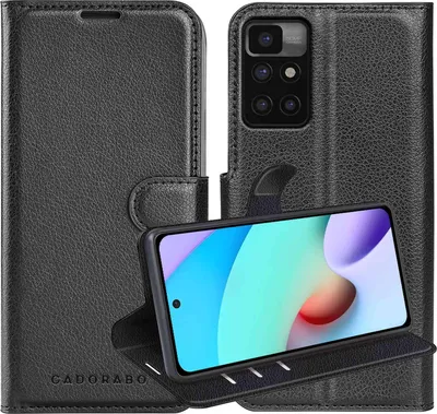Immagine prodotto di Cadorabo Custodia per Xiaomi RedMi 10 in PHANTOM BLACK Cover protettiva con chiusura magnetica, funzione stand e slot per carte di credito Flip Case Cover Etui Handy Klapp Hülle Book Tasche