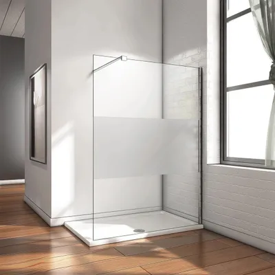 Produktbild von Walk In Dusche Begehbare Duschwand Glas Duschabtrennung Duschtrennwand Glastrennwand Glaswand mit NANO-Beschichtung halbmatt Mittelteil 120cm
