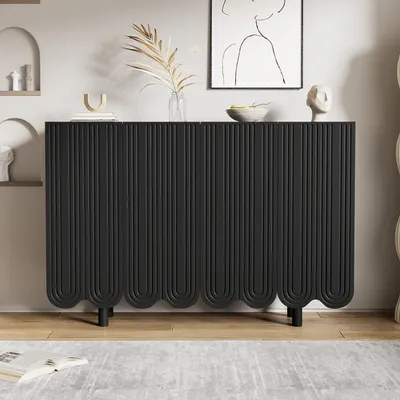 Produktbild von Merax komoda z 4 szufladami, kredens, szafka do salonu, bufet, szer. 120 cm, czarny