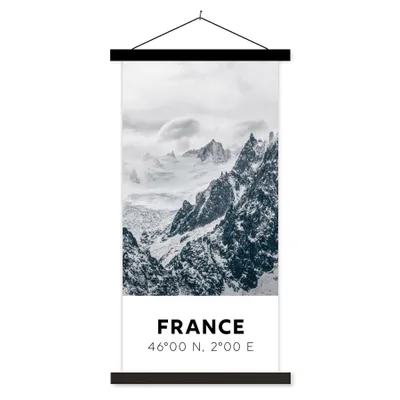 Produktbild von MuchoWow® Textilposter Frankreich - Berge - Schnee 90x180 cm mit schwarzem Rahmen - Dekoration Wohnzimmer