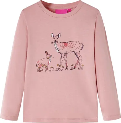 Produktbild von dkd-home-decor Langarmshirt Rosa Gr. 128 mit Hirsch und Kaninchen Aufdruck