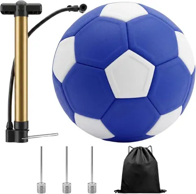 Imagen del producto de Balón de fútbol Curve, talla 5, con bomba y bolsa de almacenamiento, color azul y blanco