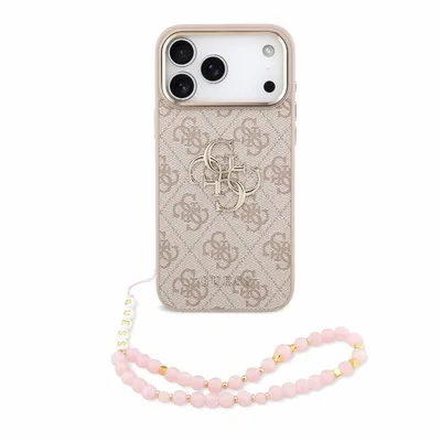 Produktbild von Guess Big Logo Hülle iPhone 18 Pro Max Kunstleder rosa mit Kette