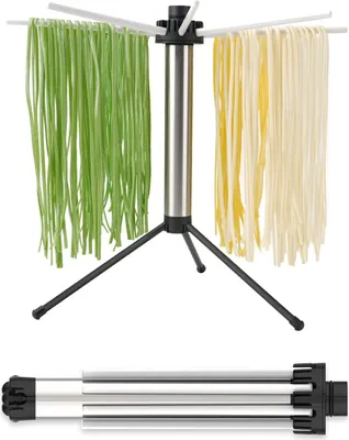 Produktbild von Nudeltrockner, einfache Aufbewahrung, schnelle Einrichtung, faltbarer Nudeltrocknerständer, Spaghetti-Nudelaufhänger, abnehmbar für einfache Reinigung, drehbare Arme, hält bis zu 5 Pfund