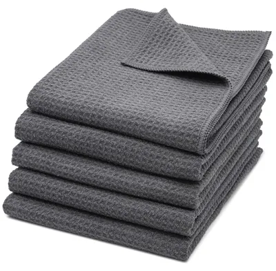 Produktbild von Set mit 5 Mikrofasertüchern, 40 x 70 cm, Waffelstruktur, grau