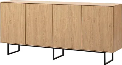 Produktbild von Wohnzimmer-Sideboard mit 200 cm Breite in Eiche, 4 Türen, Metallgestell - KASOL-61