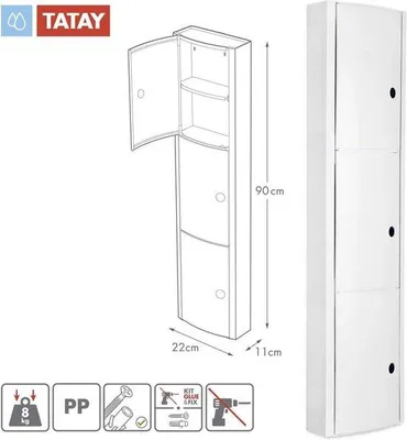 Produktbild von Vertikales Schrank - Einheitsmaß - Weiß - Hochwertig
