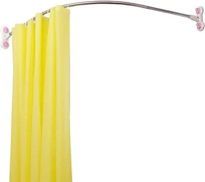 Obrázek produktu pro Zakřivený držák sprchového závěsu - Rohový bez vrtání - Přísavky - Nerezová ocel - Koupelnový věšák - 1155 x 1155 cm