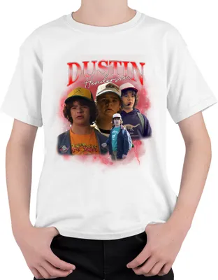 Produktbild von Dustin Henderson Stranger Fan Geschenk Retro 80er Vintage Hawkins Uni Kinder T-Shirt, Weiß, 128