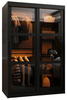Produktbild von Kleiderschrank KATIE 3 - 120 cm, schwarz / schwarz