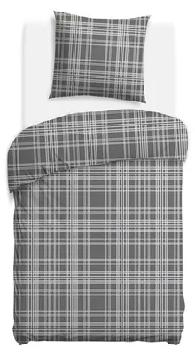 Obrázok produktu pre Obliečka na prikrývku, flanelová obliečka na prikrývku, teplá, zimná, 140x200 cm, 31524-2, sivý károvaný vzor
