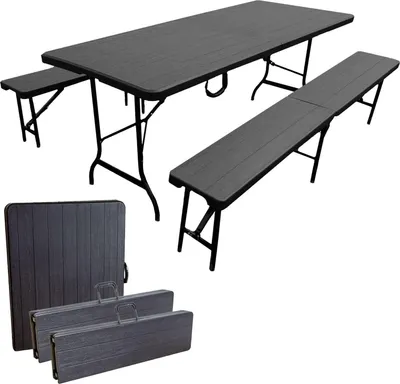 Produktbild von Bierzeltgarnitur Set mit 2xBierbank und 1xBuffettisch,schwarz, klappbar