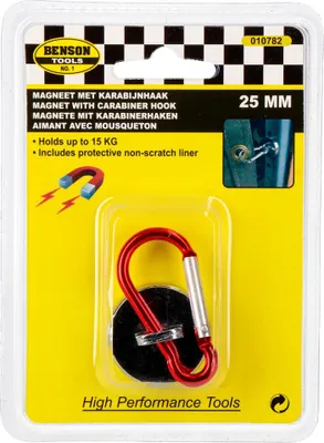 Immagine prodotto di Moschettone Bensontools in acciaio con magnete rosso (2,5 cm)