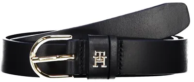 Imagen del producto de Cinturón elegante para mujer, de cuero azul, con hebilla metálica y logo
