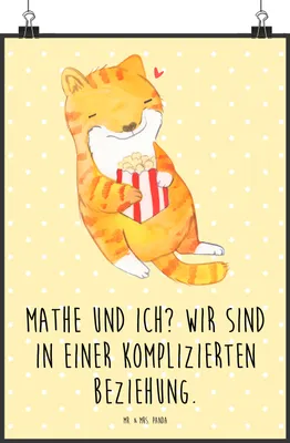 Produktbild von Mr. & Mrs. Panda Bild Katze Dyskalkulie DIN A3 - Gelb Pastell - Geschenk, Rechenschwäche, Plakat, Rechenstörung, Kunstdruck, Wandbild, drucke, wanddeko