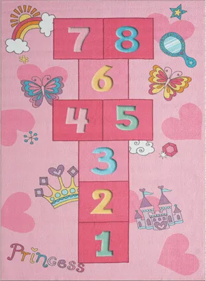 Produktbild von Kinderteppich Kinderzimmer Spielteppich Mädchen Prinzessin Rosa