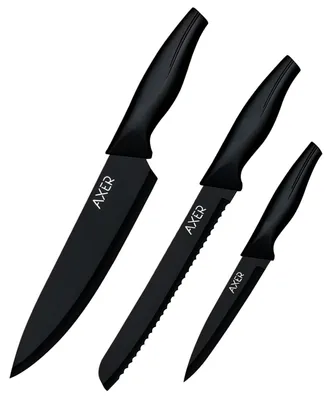 Küchenmesser-Set 3-teilig, schwarz, antihaftbeschichtet, 8 Zoll Kochmesser