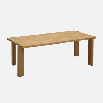 Produktbild von sweeek - Rechteckiger Vintage-Couchtisch mit Holzdekor und Fischgrät-Muster - Natur