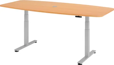 Produktbild von bümö Konferenztisch elektrisch XDSM22 - Gestell: Silber, Nachbildung: Buche