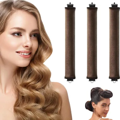 Produktbild von MODFU Heatless Curls Band, 3er Set Lockenwickler ohne Hitze, Overnight Lockenwickler für mittellanges bis langes Haar, DIY Locken über Nacht, Braun
