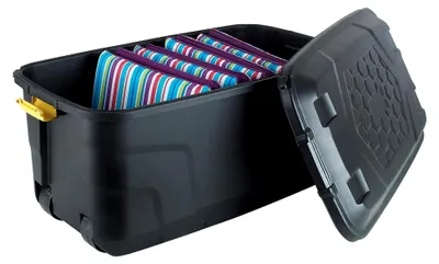 Produktbild von Schwarzer Kunststoff Transportkoffer mit Rädern, Außenmaße 900 x 520 x 450 mm