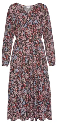 Produktbild von LASCANA Maxikleid mit Blümchenprint und V-Ausschnitt aus Viskose, locker bequemer Look floral-bedruckt Größe 42