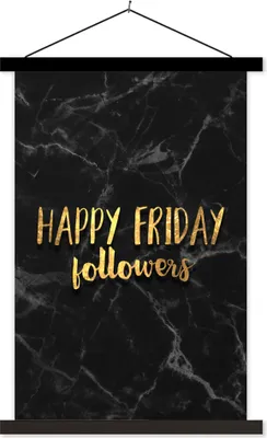 Produktbild von MuchoWow® Textilposter Wochenende - Soziale Medien - Gold - Marmor 60x90 cm mit schwarzem Rahmen - Poster Wohnzimmer