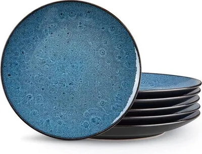 Obrázek produktu pro Keramická sada, sada 6 talířů, průměr 27,4 cm, minimalistický design, vhodné do mikrovlnné trouby a myčky, ideální jako dárek.
