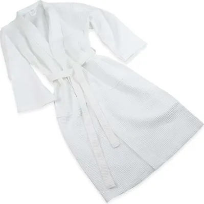 Produktbild von Bademäntel mit Waffelstruktur aus 100% Baumwolle im Kimono-Design. Farbe Weiß.